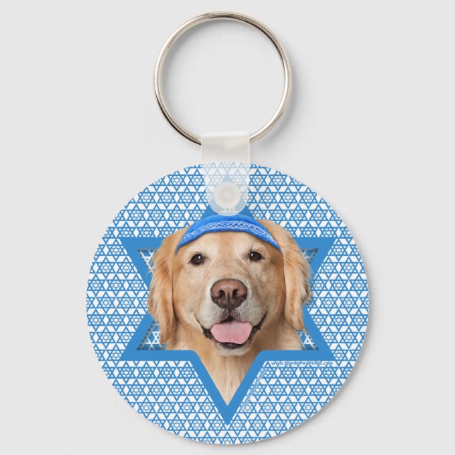 Hanukkah Star of David - Golden Retriever - Corona Keychain (Front)