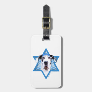 Hanukkah Star of David - Great Dane - Harlequin Luggage Tag