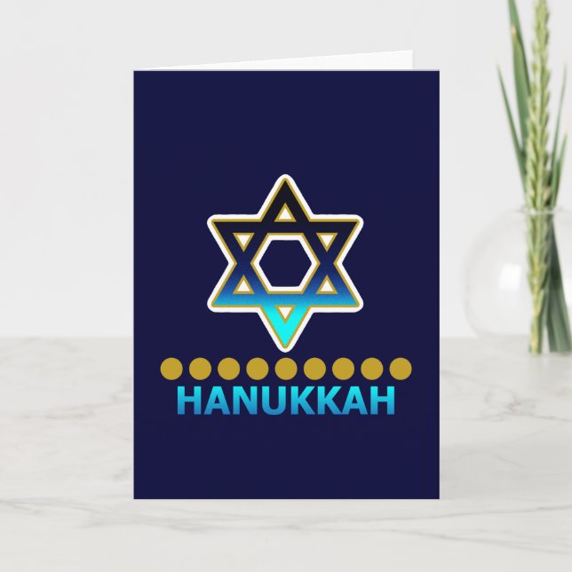 Hanukkah Star Of David Menorah Holiday Card (Front)