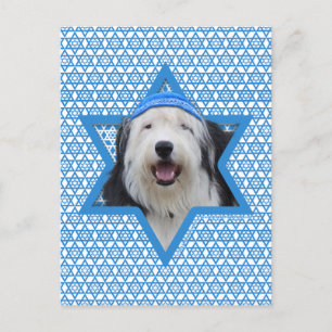 Hanukkah Star of David - Old English Sheepdog Holiday Postcard