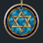 Hanukkah Star of David Ornament<br><div class="desc">Have fun with these. Think themes! Play with background colours, add or delete text, and (for a bit of an extra fee) customize the back with images, colour, your logo / business info., etc.! These are also great for gifts or to use as the finishing touch of class on your...</div>