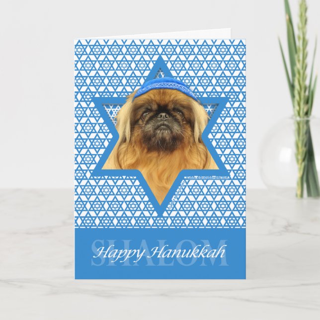 Hanukkah Star of David - Pekingese - Pebbles Holiday Card (Front)