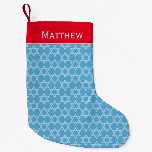 Hanukkah Star of David Personalize Small Christmas Stocking (Front)