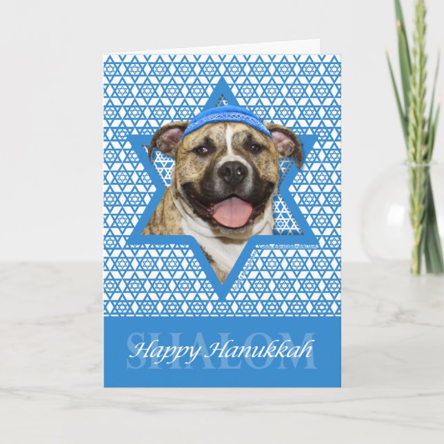 Hanukkah Star of David - Pitbull - Tigger Holiday Card (Front)