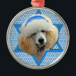 Hanukkah Star of David - Poodle - Apricot Metal Ornament<br><div class="desc">What could make saying Happy Hanukkah more fun than having this Apricot Poodle Dog wearing a Yamaka surrounded by the Star of David. This whimsical holiday design will be sure to delight your friends and family as well as other animal lovers. This design is available in over 100 Dog Breeds....</div>