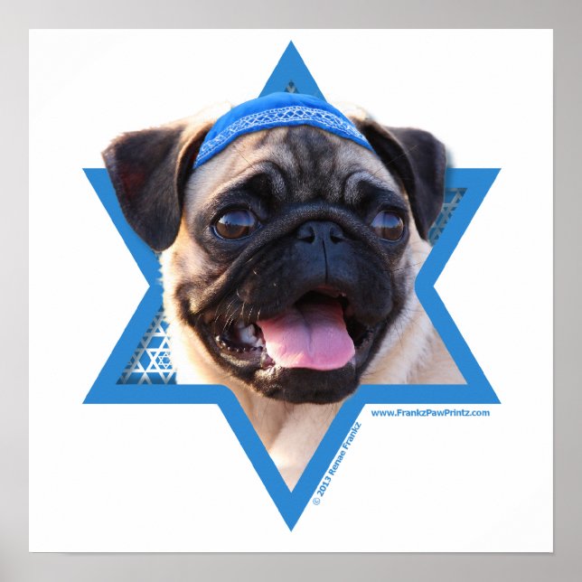 Hanukkah Star of David - Pug Poster (Front)
