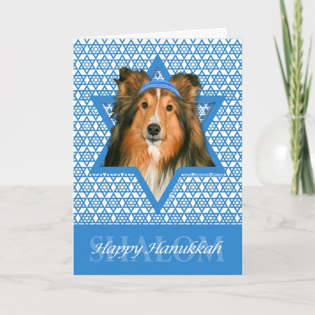 Hanukkah Star of David - Sheltie Holiday Card (Front)