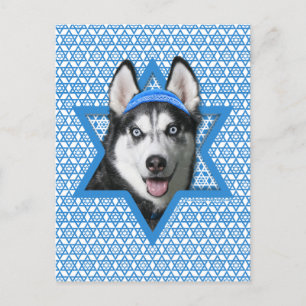 Hanukkah Star of David - Siberian Husky Holiday Postcard