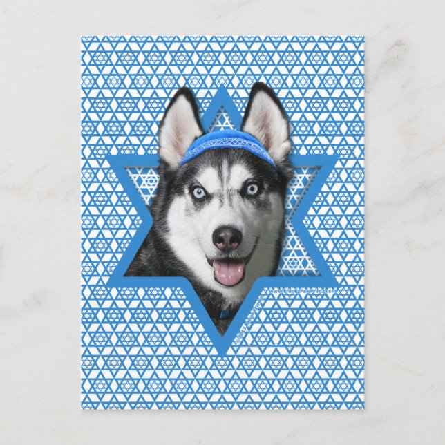 Hanukkah Star of David - Siberian Husky Holiday Postcard (Front)
