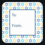 Hanukkah Star of David Square Sticker<br><div class="desc">These fabulous gift tags would look great on all your Hanukkah gifts.  They are so festive with blue turquoise and yellow Stars of David.  They'll look so cute on your gifts.</div>