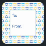 Hanukkah Star of David Square Sticker<br><div class="desc">These fabulous gift tags would look great on all your Hanukkah gifts.  They are so festive with blue turquoise and yellow Stars of David.  They'll look so cute on your gifts.</div>