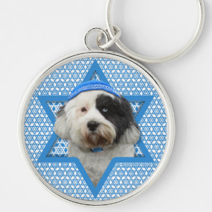 Hanukkah Star of David - Tibetan Terrier Keychain
