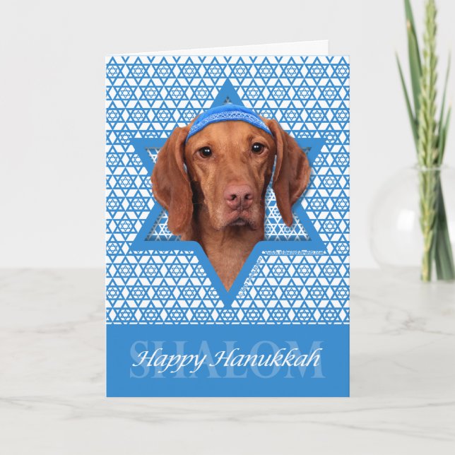 Hanukkah Star of David - Vizsla - Reagan Holiday Card (Front)