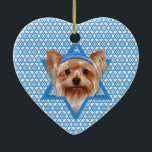Hanukkah Star of David - Yorkshire Terrier Ceramic Ornament<br><div class="desc">What could make saying Happy Hanukkah more fun than having this Yorkshire Terrier Dog wearing a Yamaka surrounded by the Star of David. This whimsical holiday design will be sure to delight your friends and family as well as other animal lovers. This design is available in over 100 Dog Breeds....</div>