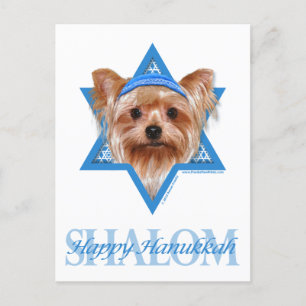 Hanukkah Star of David - Yorkshire Terrier Holiday Postcard