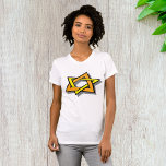 Hanukkah Star Womens T-Shirt<br><div class="desc">For you hanukkah celebration this design is just perfect. It is a hanukkah star. The design has the star on an angle with one part of the star being an orange colour and the other part being yellow. It is a very effective look. This hanukkah star design looks great on...</div>