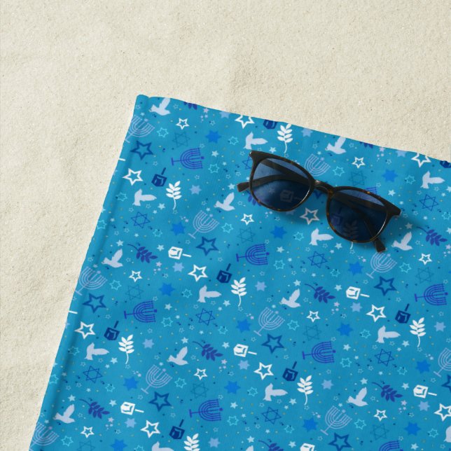 Hanukkah Stars Beach Towel (In Situ)