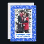 Hanukkah Stars Menorahs CUSTOM PHOTO Holiday Card<br><div class="desc">Customize this card by adding your own photo and text over the cute background. Check my shop for more colours and designs or let me know if you'd like something custom. Thanks for shopping with me!</div>