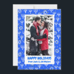 Hanukkah Stars Menorahs CUSTOM PHOTO Holiday Card<br><div class="desc">Customize this card by adding your own photo and text over the cute background. Check my shop for more colours and designs or let me know if you'd like something custom. Thanks for shopping with me!</div>