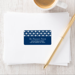 Hanukkah Stars Of David Pattern Navy Blue Address  Label