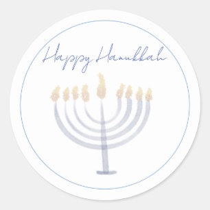 Hanukkah Sticker   Menorah   Round 