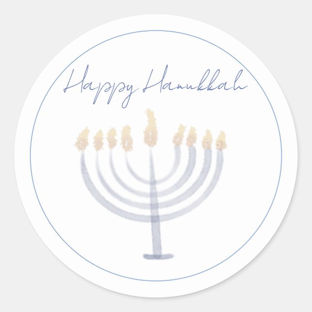 Hanukkah Sticker | Menorah | Round  (Front)