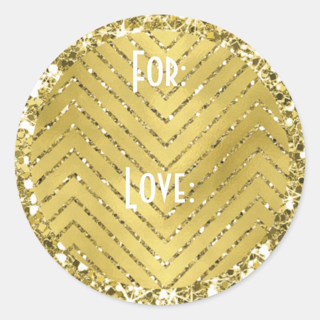 Hanukkah Stickers (1 1/2" or 3") "Chevron Gold" (Front)