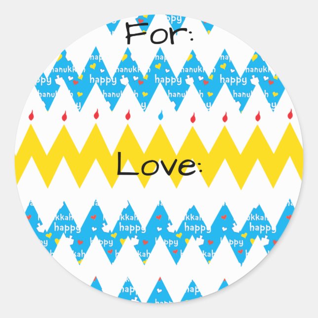 Hanukkah Stickers (1 1/2" or 3") "Chevron Menorah" (Front)