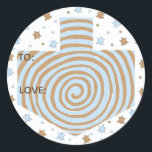 Hanukkah Stickers (1 1/2" or 3")Dreidel/Blue/Brown<br><div class="desc">Personalize by changing font size, style, colour and wording. So many uses: To and From gift stickers, Thank You stickers on treat bags, Cake Toppers (stick on heavy cardstock, cut out sticker, tape toothpick on back of cardstock), or how about Gift Tags (stick on heavy cardstock, cut out sticker, punch...</div>