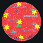 Hanukkah Stickers (1 1/2" or 3") "Like Hanukkah"<br><div class="desc">Personalize by changing font size, style, colour and wording. So many uses: To and From gift stickers, Thank You stickers on treat bags, Cake Toppers (stick on heavy cardstock, cut out sticker, tape toothpick on back of cardstock), or how about Gift Tags (stick on heavy cardstock, cut out sticker, punch...</div>