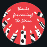 Hanukkah Stickers (1 1/2" or 3") Red/Bl Candles<br><div class="desc">Personalize by changing font size, style, colour and wording. So many uses: To and From gift stickers, Thank You stickers on treat bags, Cake Toppers (stick on heavy cardstock, cut out sticker, tape toothpick on back of cardstock), or how about Gift Tags (stick on heavy cardstock, cut out sticker, punch...</div>