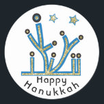 Hanukkah Stickers "Blue Bling Menorah"<br><div class="desc">Hanukkah Holiday stickers, "Blue Bling Menorah" Anyway I spell it, Chanukah is one of my favourite holidays. Have fun using these stickers as cake toppers, gift tags, favour bag closures, or whatever rocks your festivities! Personalize by deleting, "Happy Hanukah" and adding your own text using your favourite font style, size...</div>