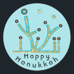 Hanukkah Stickers "Blue Lights Latkes Chanukah"<br><div class="desc">Hanukkah Holiday stickers, "Blue Lights, Latkes, Chanukah/Hanukkah" Anyway I spell it, Chanukah is one of my favourite holidays. Have fun using these stickers as cake toppers, gift tags, favour bag closures, or whatever rocks your festivities! Personalize by deleting, "Happy Hanukah" and adding your own text using your favourite font style,...</div>