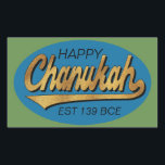 Hanukkah Stickers "Retro Chanukah Est 139 BCE"<br><div class="desc">Hanukkah/Chanukah Rectangular Holiday stickers, "Retro Happy Chanukah Est 139 BCE" Have fun using these stickers as cake toppers, gift tags, favour bag closures, or whatever rocks your festivities! Personalize by deleting, "Happy and EST 139 BCE" and replacing with your own text using your favourite font style, size, and colour. Background...</div>