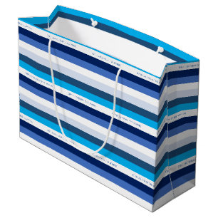 Hanukkah Stripe Personalized Holiday Large Gift Bag