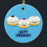 Hanukkah Sufganiyot Jewish Jelly Filled Doughnut Ceramic Ornament<br><div class="desc">Happy Hanukkah! Nothing as great as taking a bite of some sufganiyah. Fried,  sweet and delicious. Thank you for looking at Happy Foods Design. Berenice Limon ©. www.zazzle.com/kitteh03 for more designs!</div>