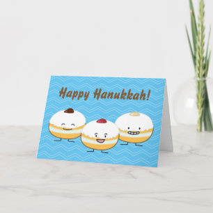 Hanukkah Sufganiyot Jewish Jelly Filled Doughnut Holiday Card