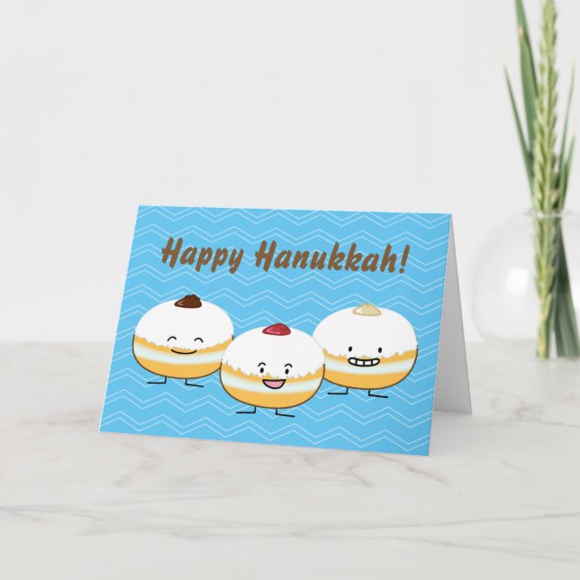 Hanukkah Sufganiyot Jewish Jelly Filled Doughnut Holiday Card (Front)