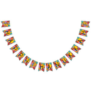 Hanukkah Swallowtail Banner Dancing Dreidels