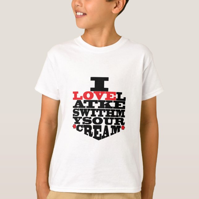 Hanukkah Tee Shirt Kids "I Love Latkes" (Front)
