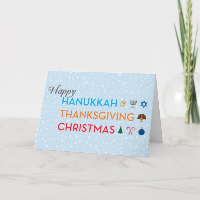 Hanukkah, Thanksgiving, Christmas Card (Front)