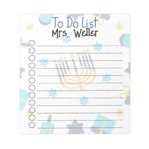 Hanukkah Themed Personalized To-do list Notepad