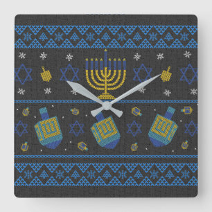 hanukkah- throw pillow square wall clock