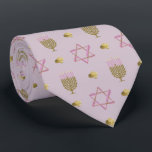 Hanukkah  tie<br><div class="desc">Pink and Gold Hanukkah Tie</div>