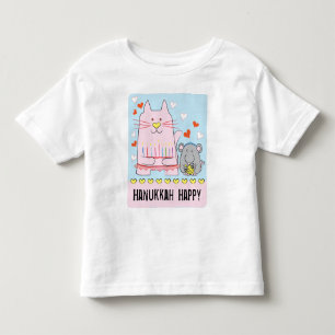 Hanukkah Toddler Jersey T-Shirt Cat and Mouse