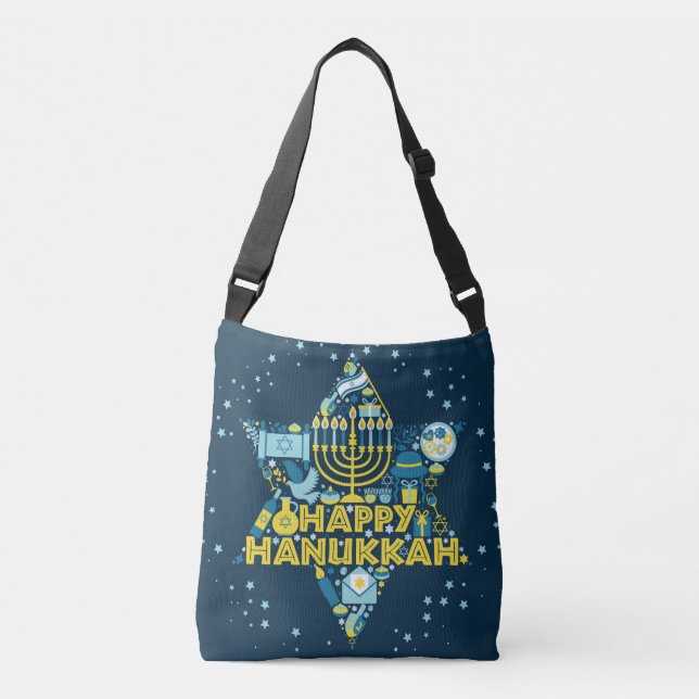 Hanukkah Tote Bag with Star of David and Menorah (Front)