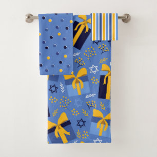 Hanukkah Towel Set Blue & Yellow Star of David