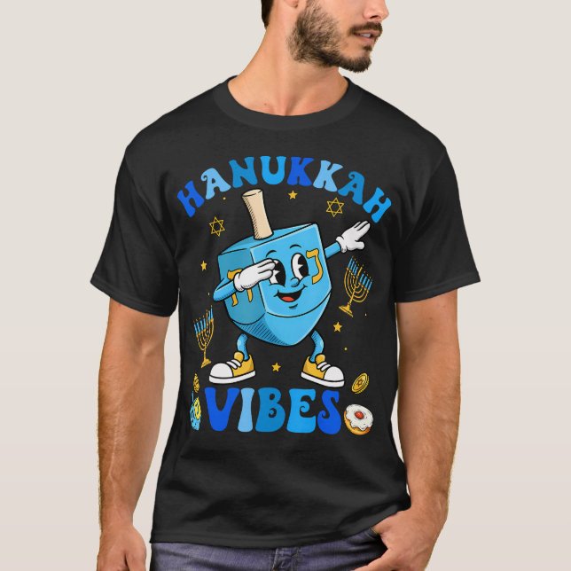 Hanukkah Vibe Funny Dreidel Dabbing Shirt Menorah  (Front)