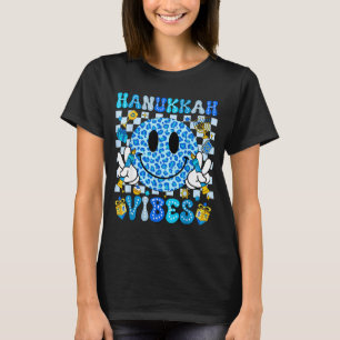 Hanukkah Vibes Groovy Smile Face Jewish Holiday Ch T-Shirt