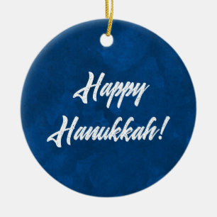 Hanukkah Watercolor Ceramic Ornament